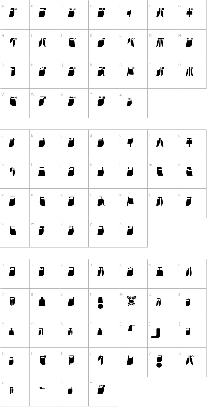 Character Map Frigate Katakana - Light Font