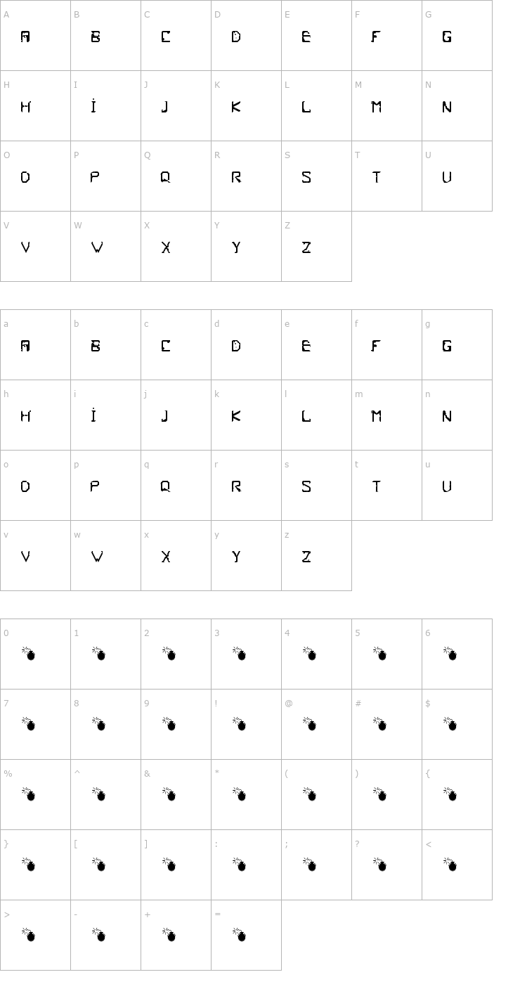 Character Map Frish Font