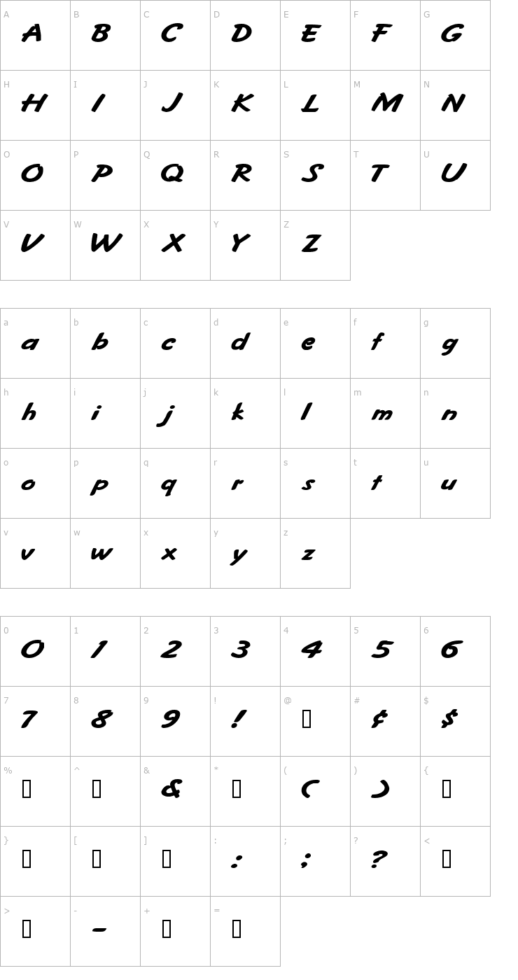 Character Map FritzerExtended Font