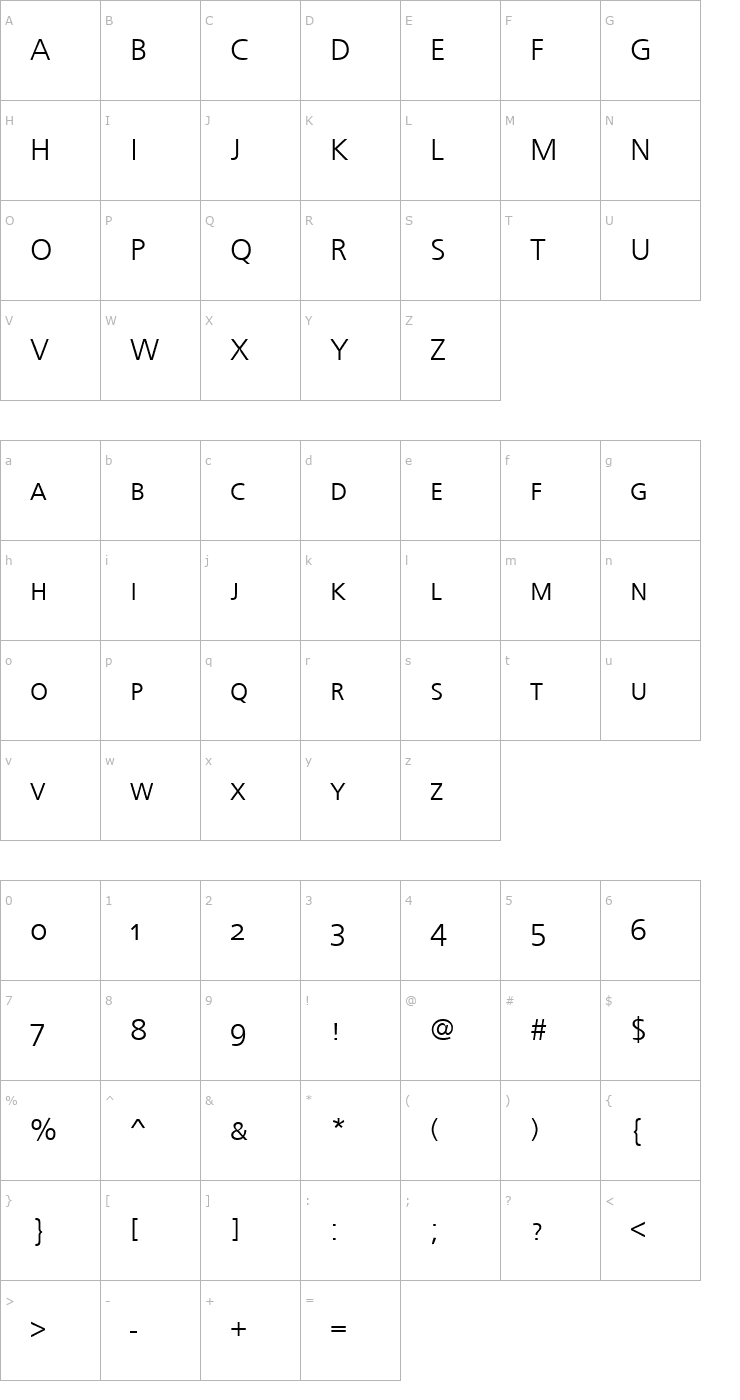 Character Map FrontPageSmcL Regular Font
