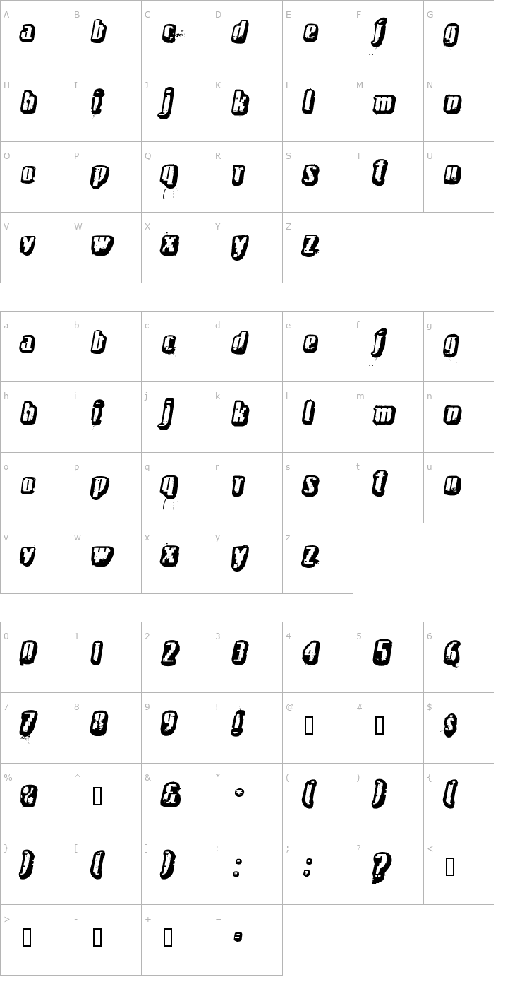 Character Map fructosa Font
