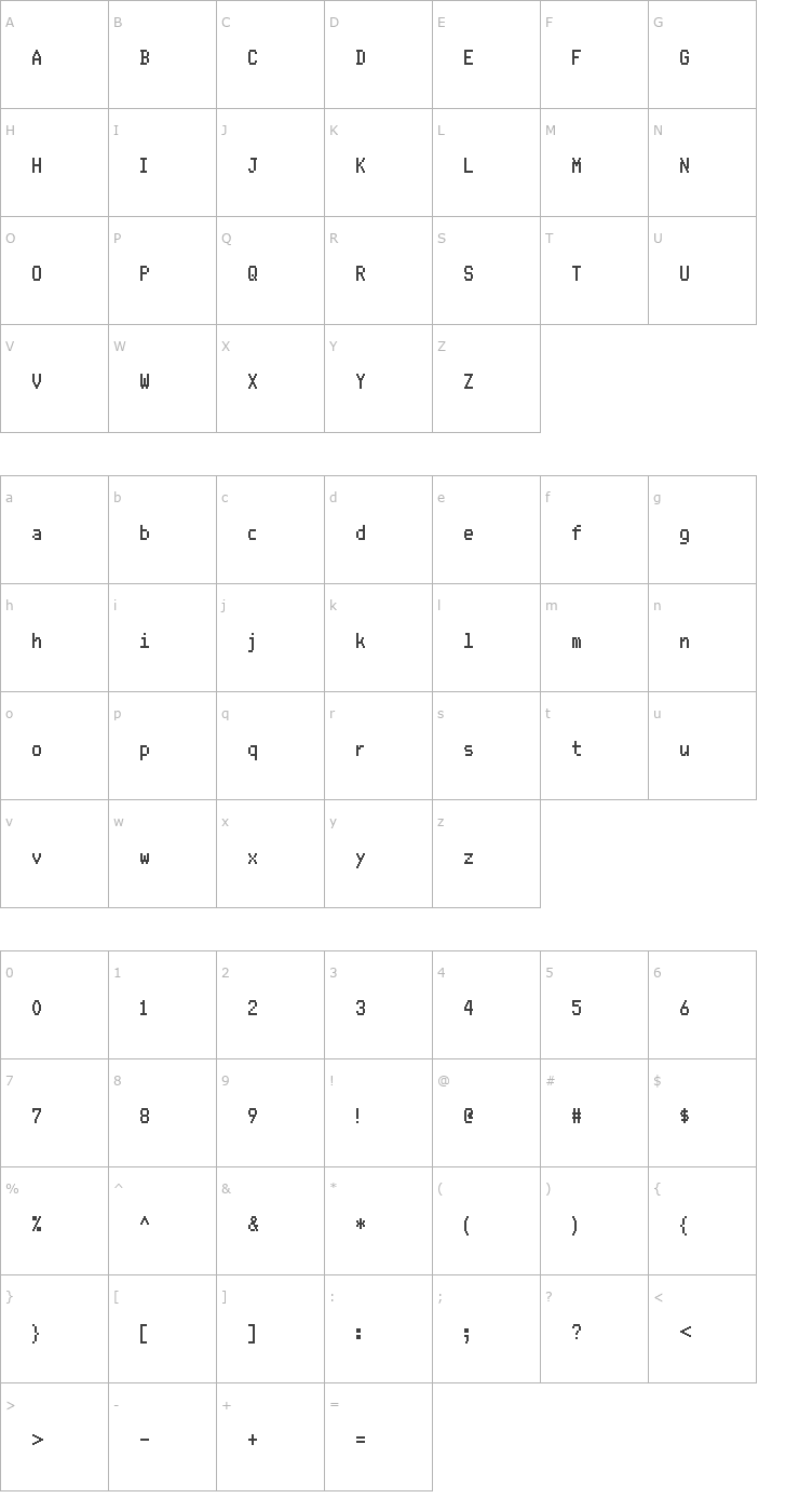 Character Map FS Blok Regular Font