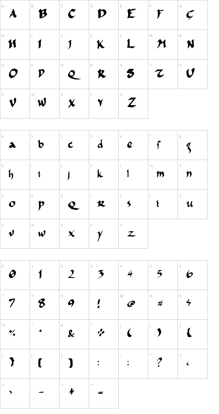 Character Map FSO Incompetent Apprentice Font