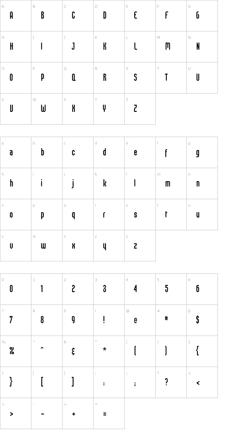 Character Map ft13 Font