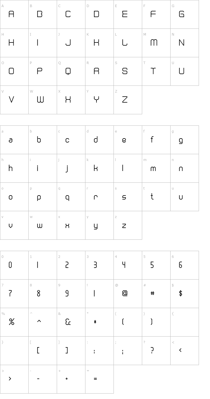 Character Map ft21 Font