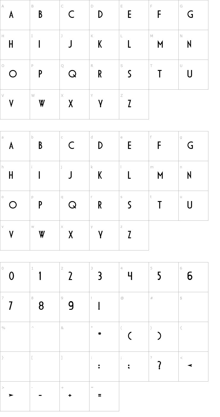 Character Map ft22 Normal Font
