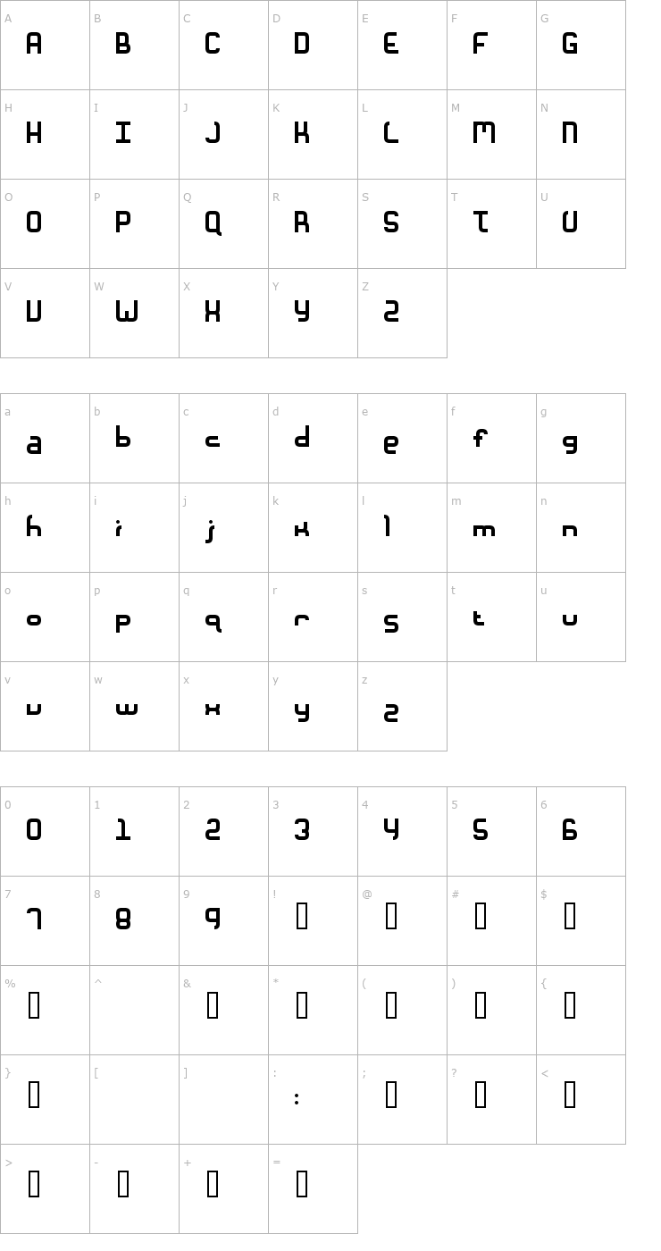 Character Map ft28 Font