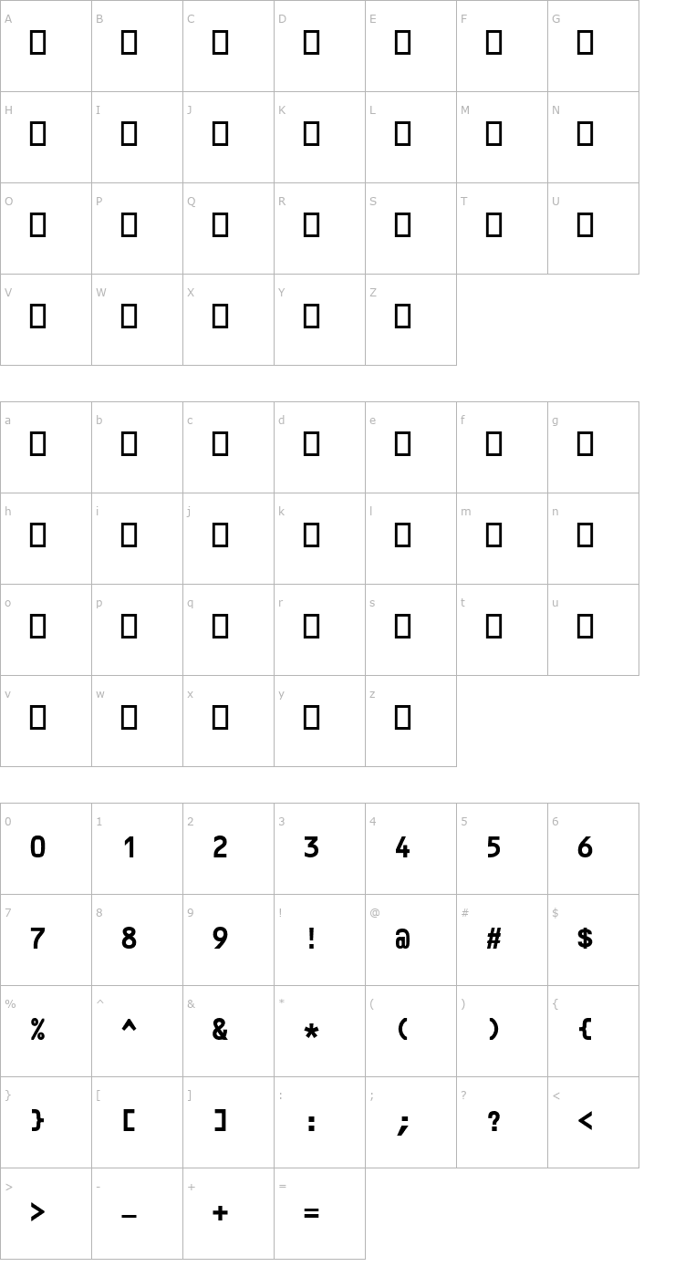 Character Map ft32 Bold Font