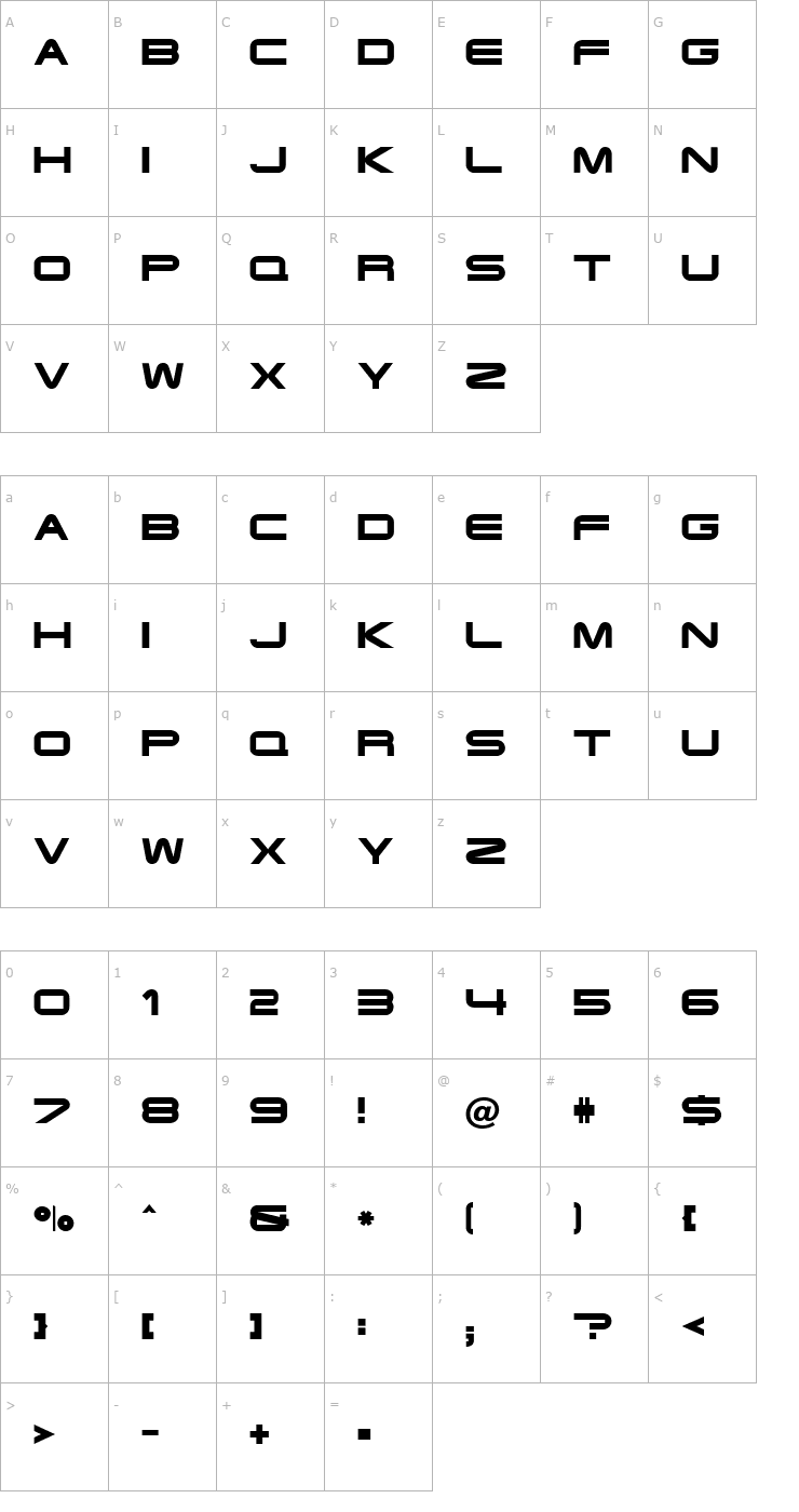 Character Map ft35 Semi-expanded Bold Font
