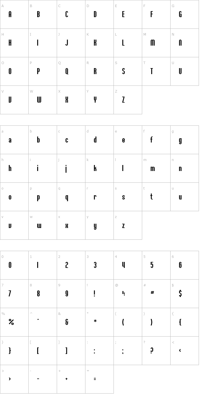Character Map ft36 Font