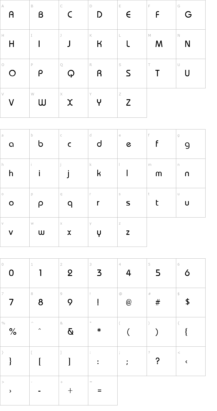 Character Map ft4 Font