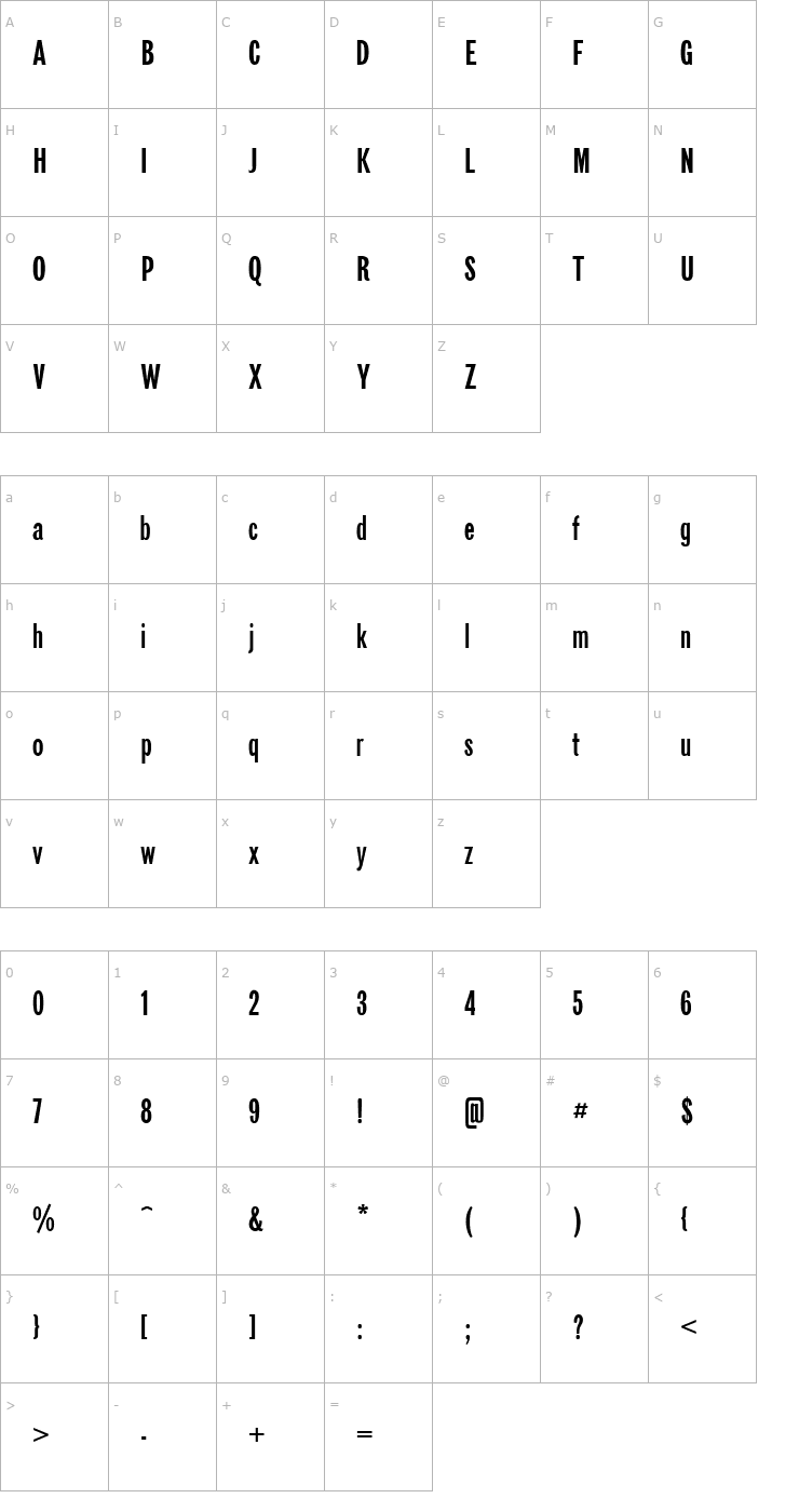 Character Map ft50 Plain Font
