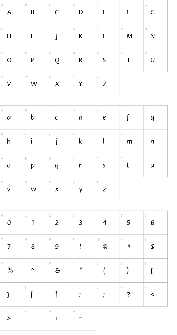 Character Map ft55 Font