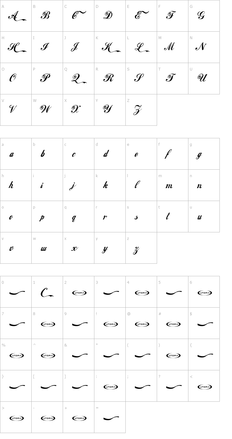 Character Map ft64 Font