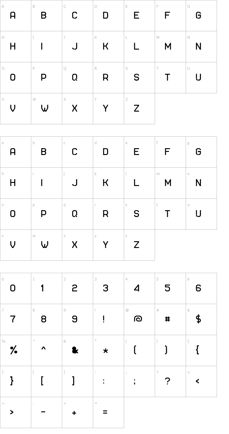 Character Map ft74 Font