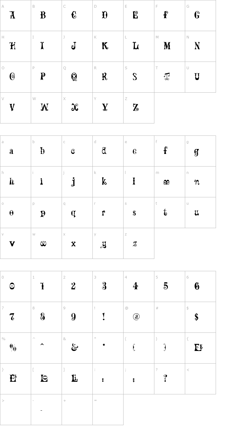 Character Map ft82 Font