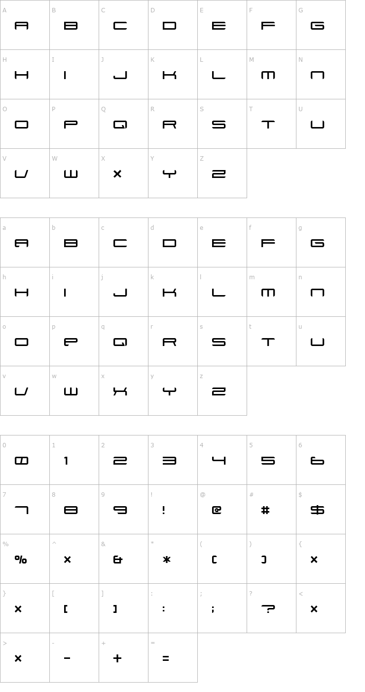 Character Map ft88 Normal Font