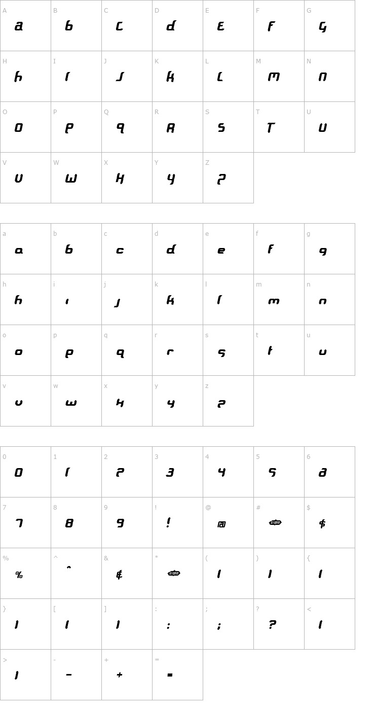 Character Map ft90 Font
