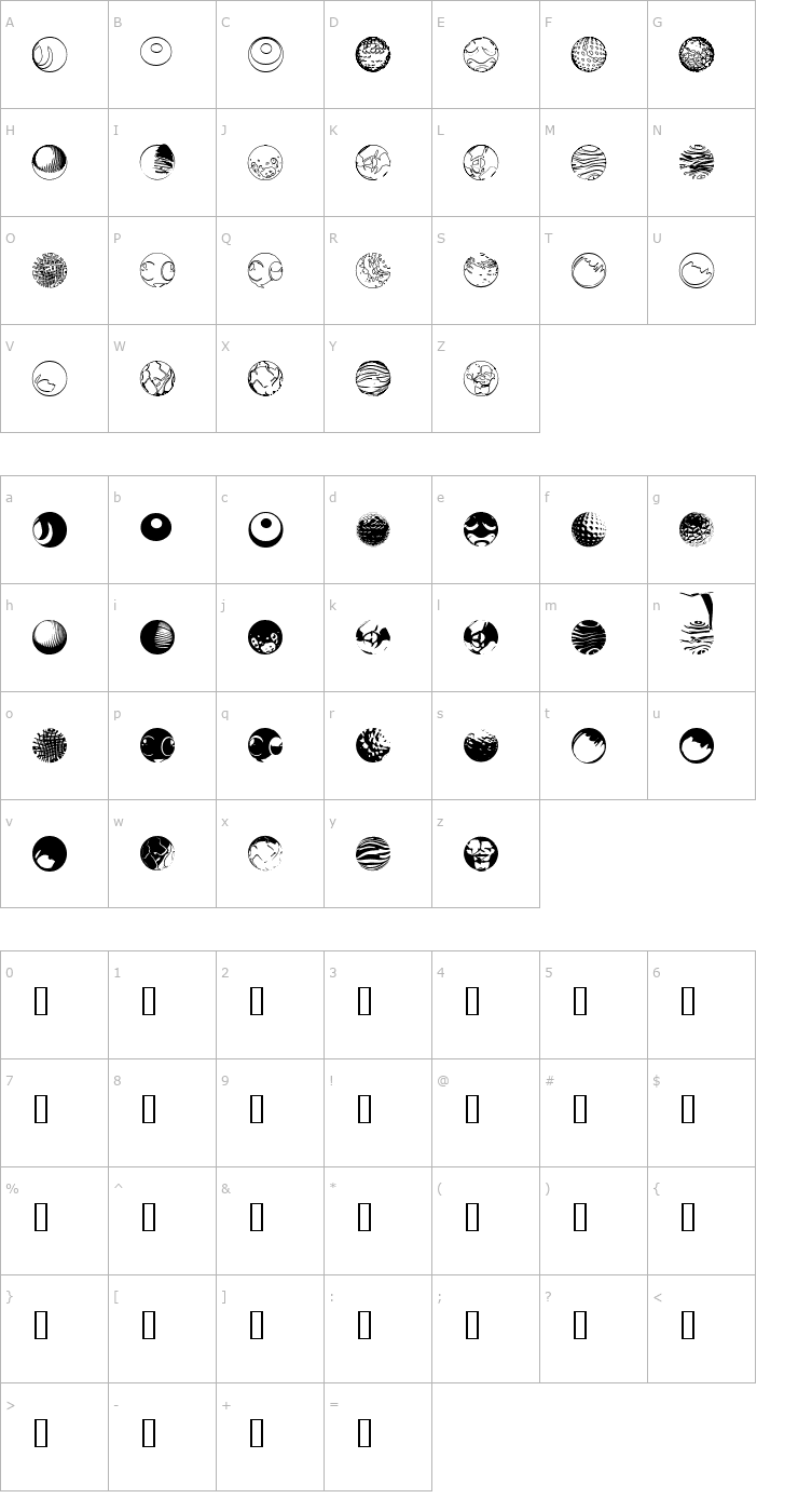 Character Map fts13 Font
