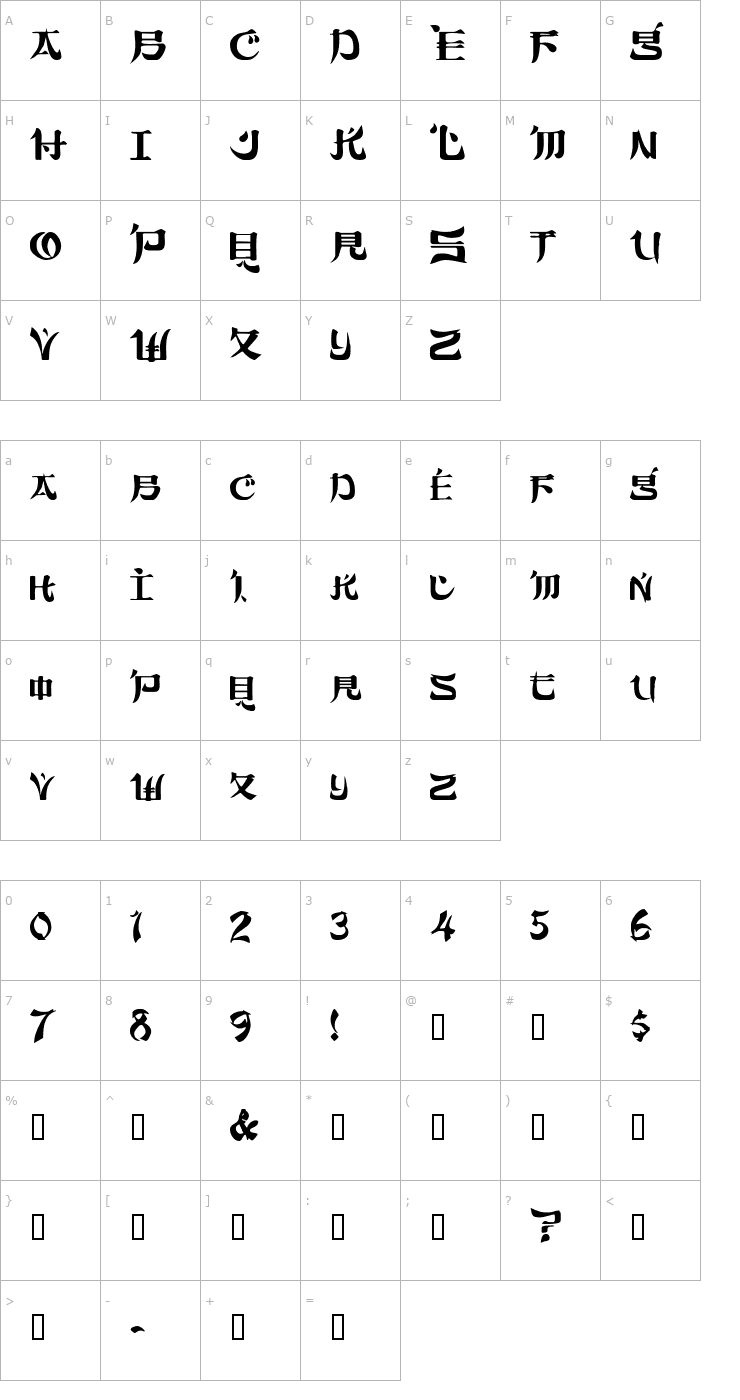 Character Map FujiamaSSK Font
