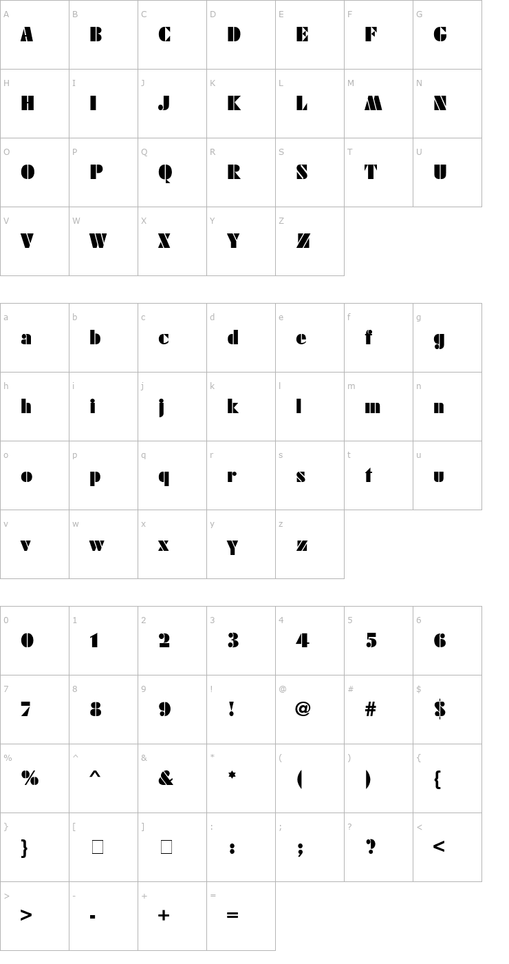 Character Map FujiyamaBlack Font