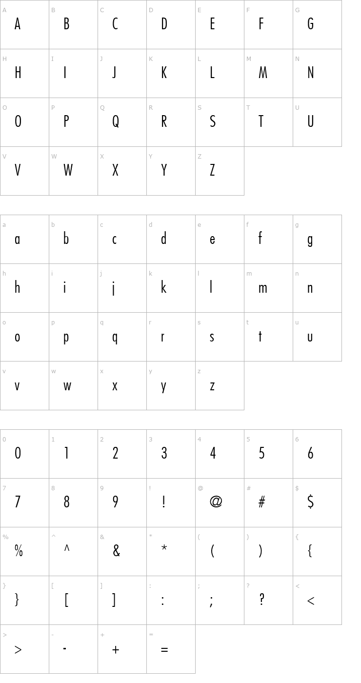 Character Map FujiyamaLight Font
