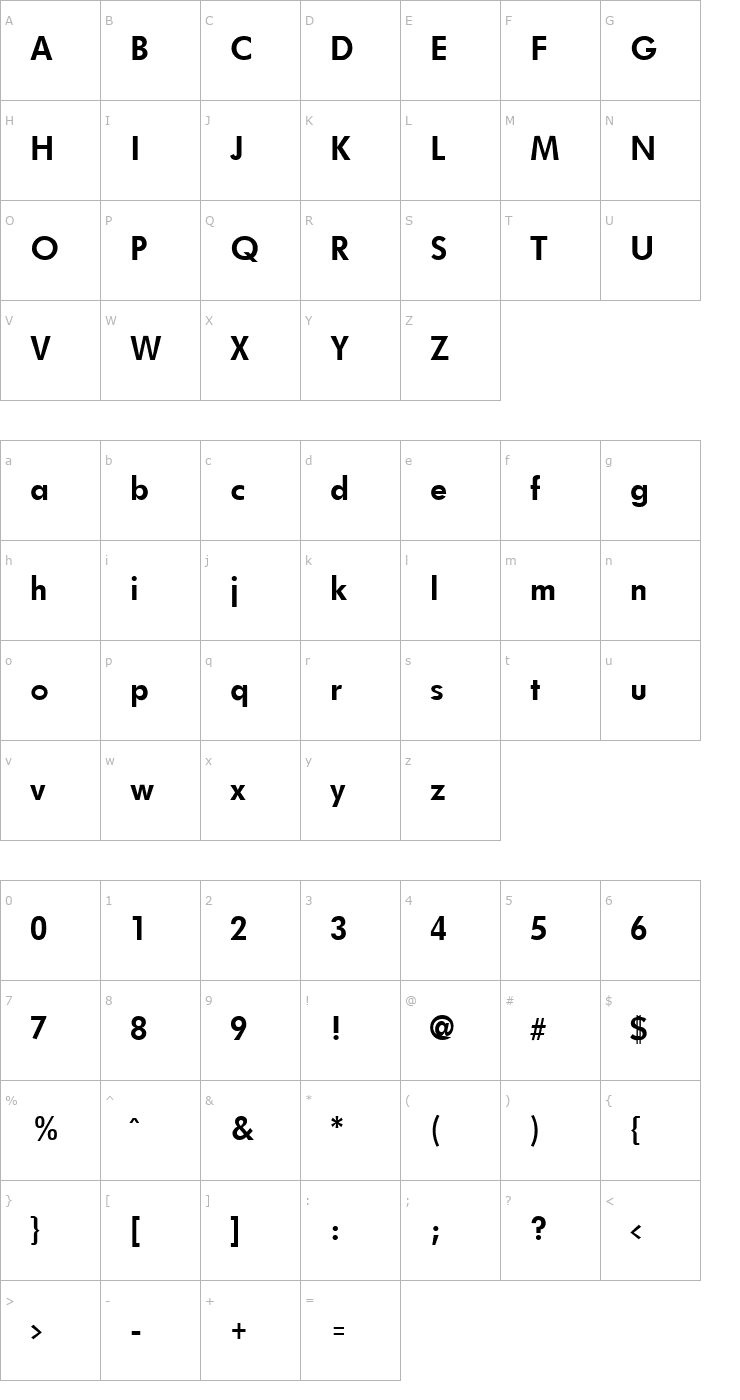 Character Map Fulton Bold Font