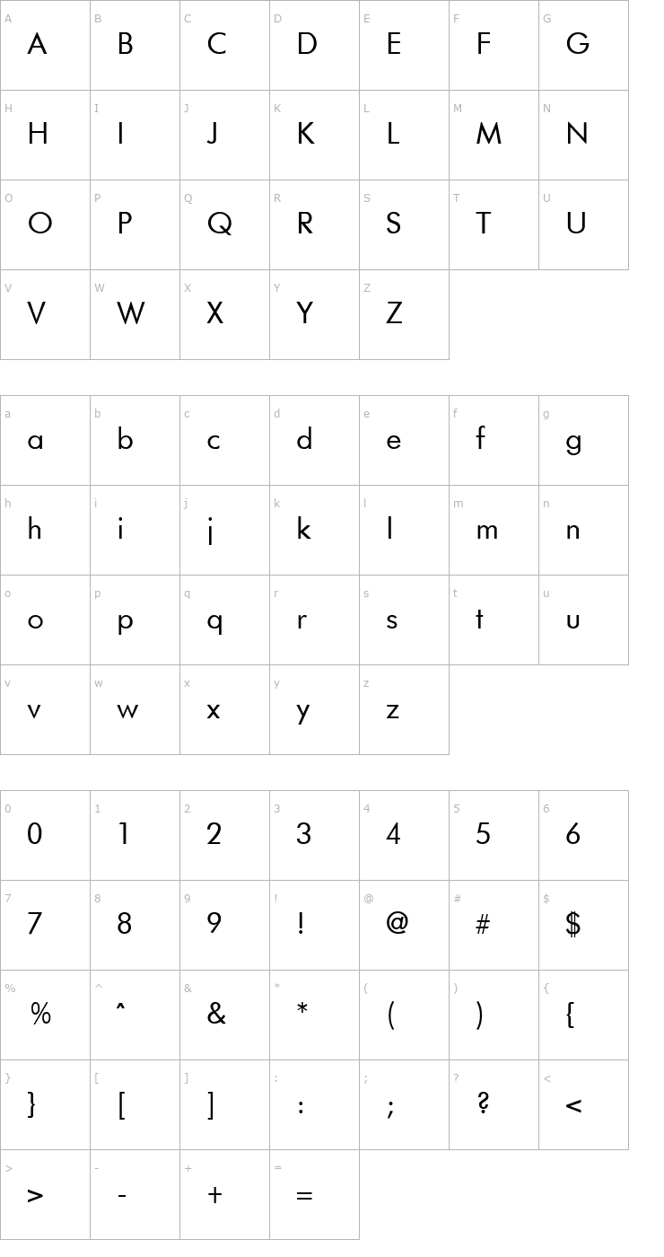 Character Map Fulton Font