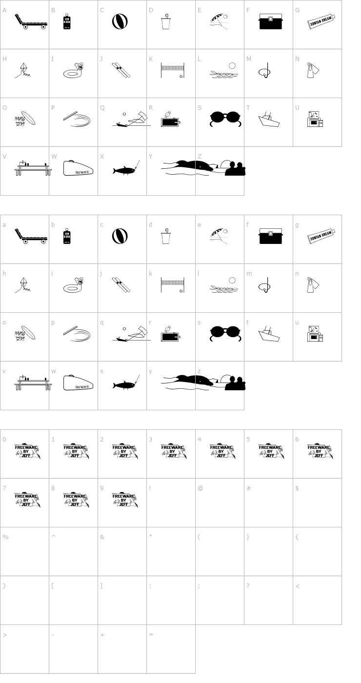 Character Map Fun In The Sun JL Font