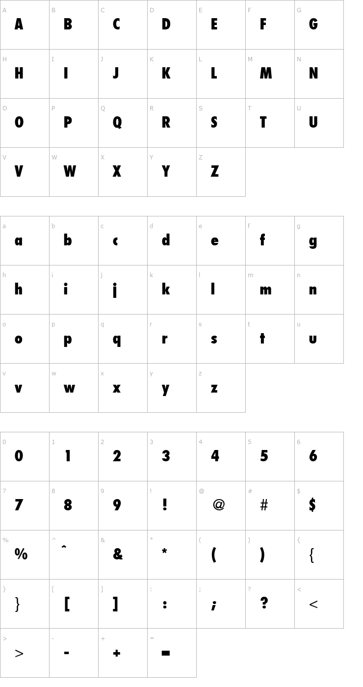 Character Map FunctionCondTwoExtrabold-Regular Font