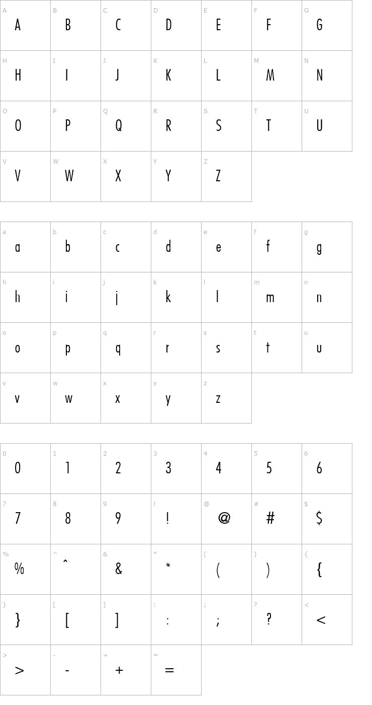Character Map FunctionCondTwoLight-Regular Font