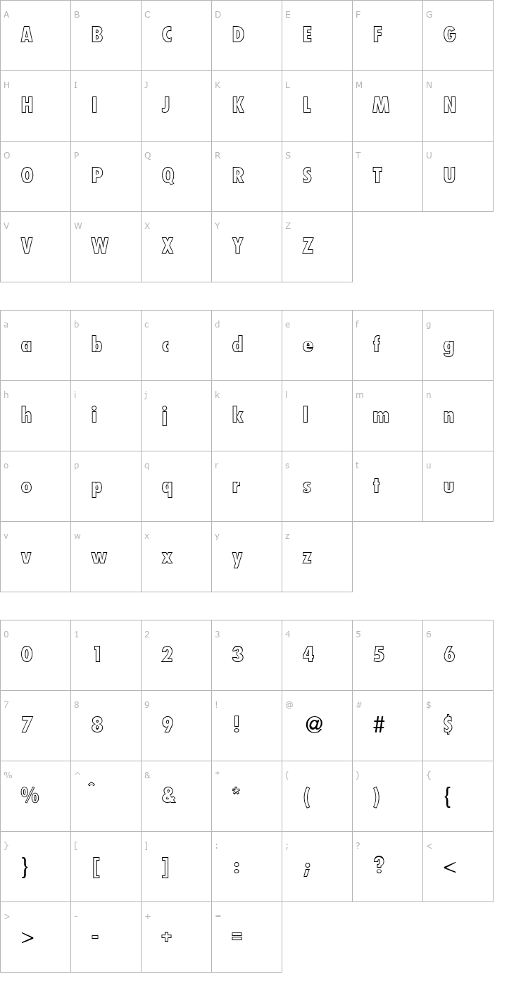 Character Map FunctionCondTwoOutExtrabold-Regular Font
