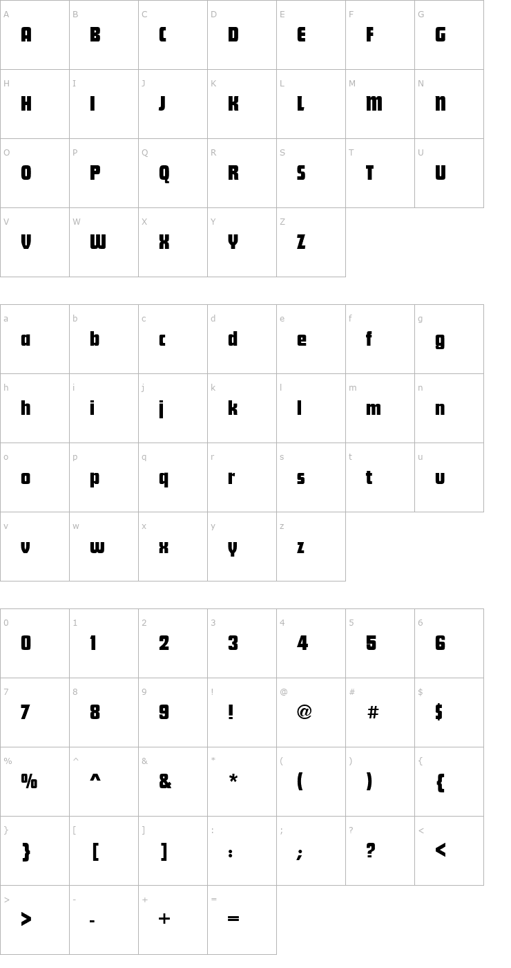 Character Map FunctionDisplay Regular Font