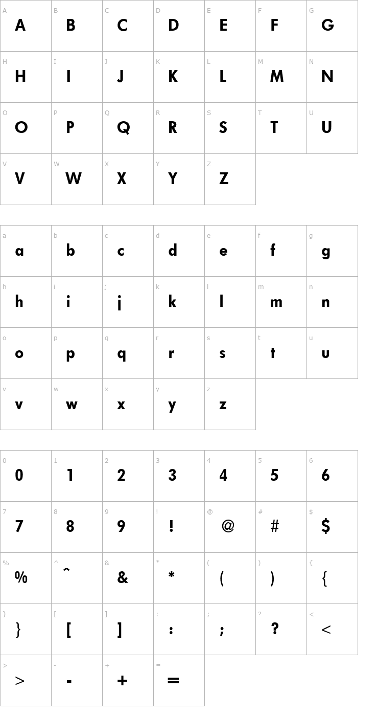 Character Map FunctionTwoHeavy-Regular Font
