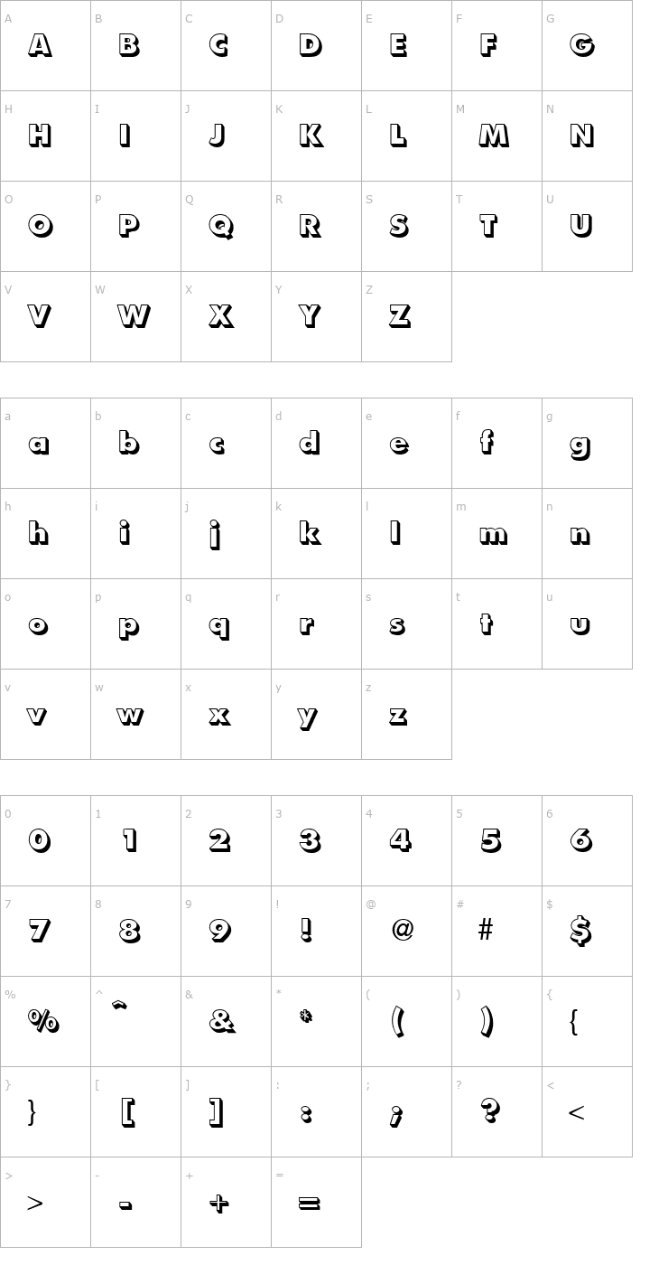 Character Map FunctionTwoShadedExtrabold-Regular Font
