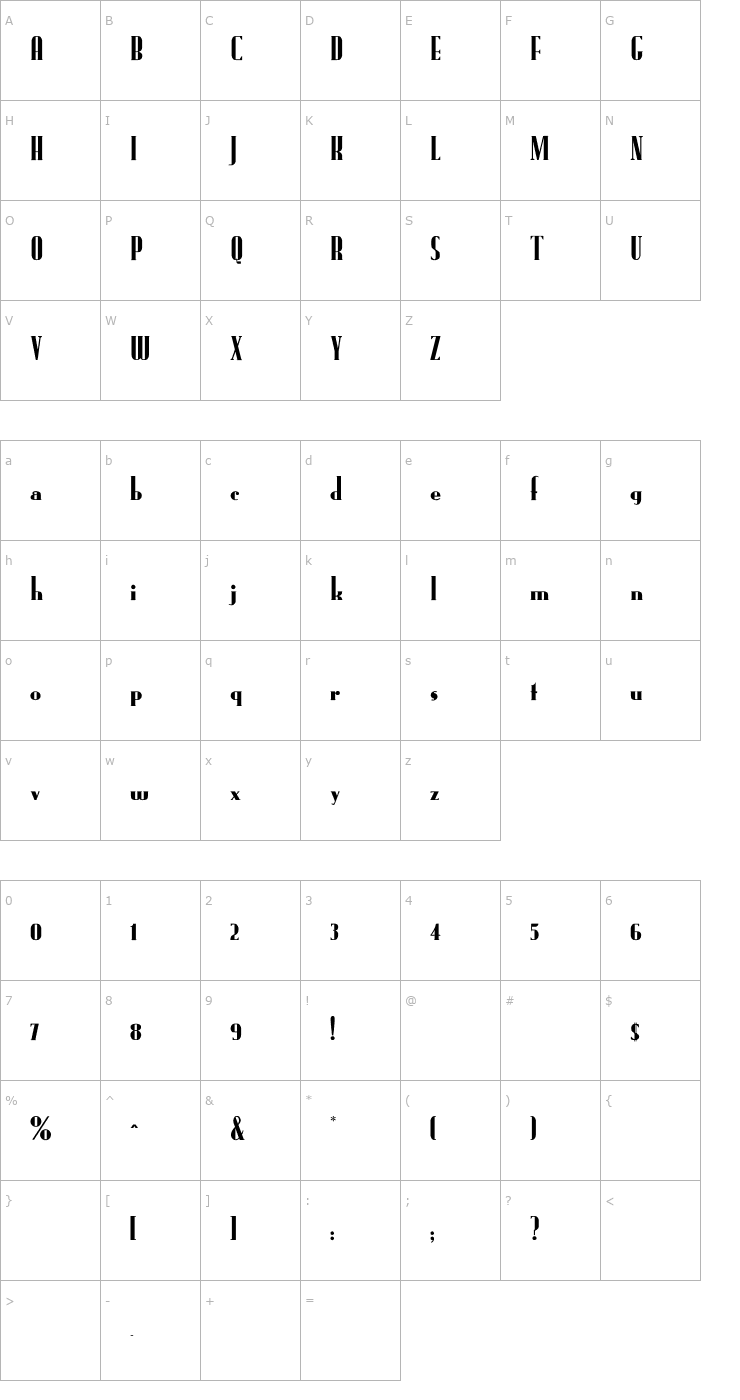 Character Map FundRunk-Normal Font