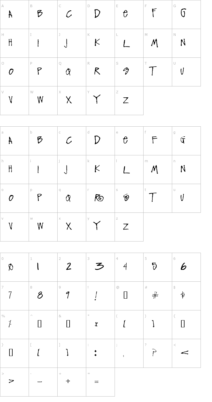 Character Map Funky Fresh Font