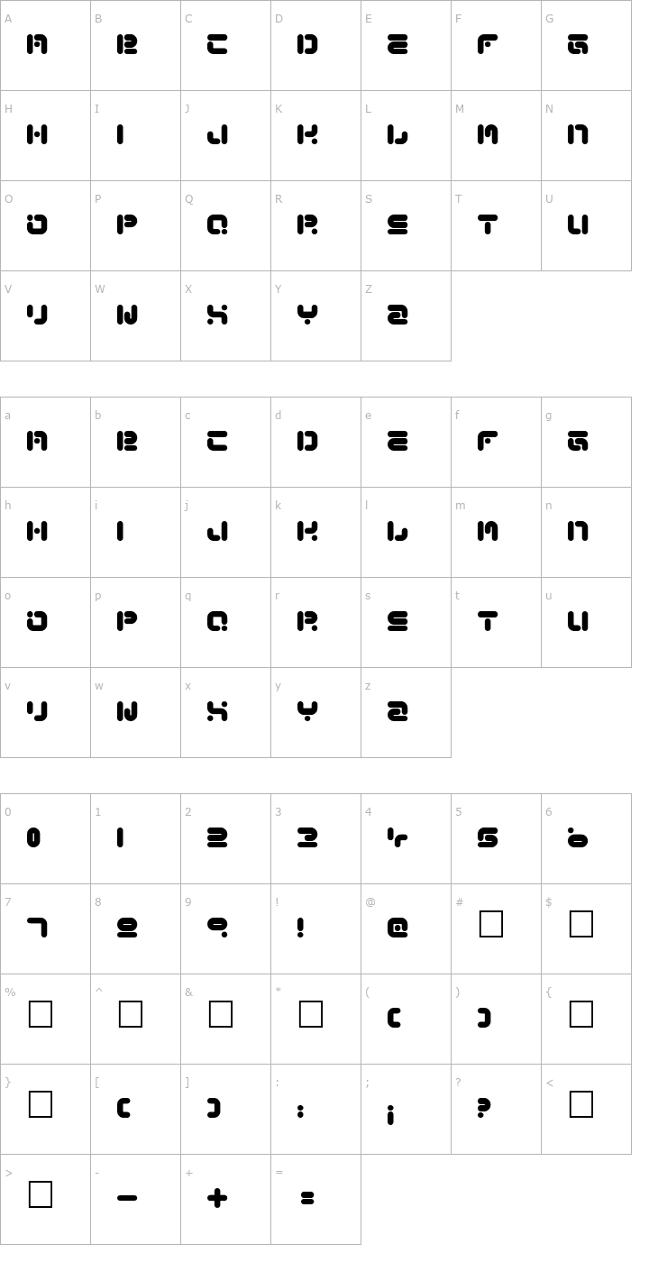 Character Map Funky Knut Sober Font