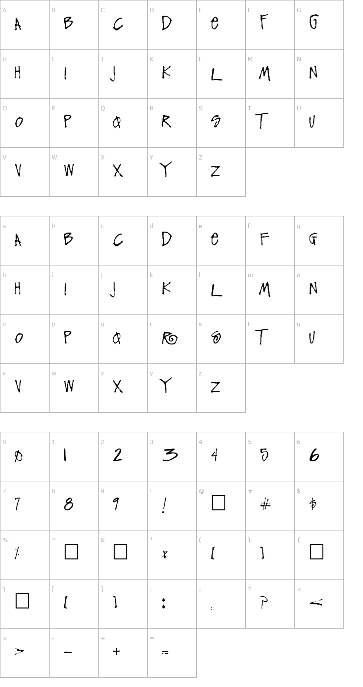 Character Map Funky Regular Font