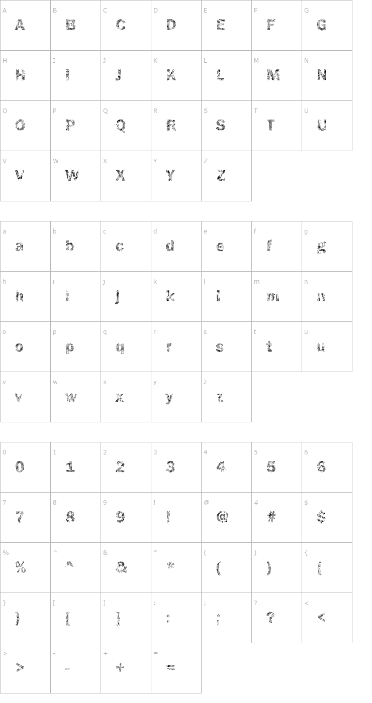 Character Map Funky10 Becker Font