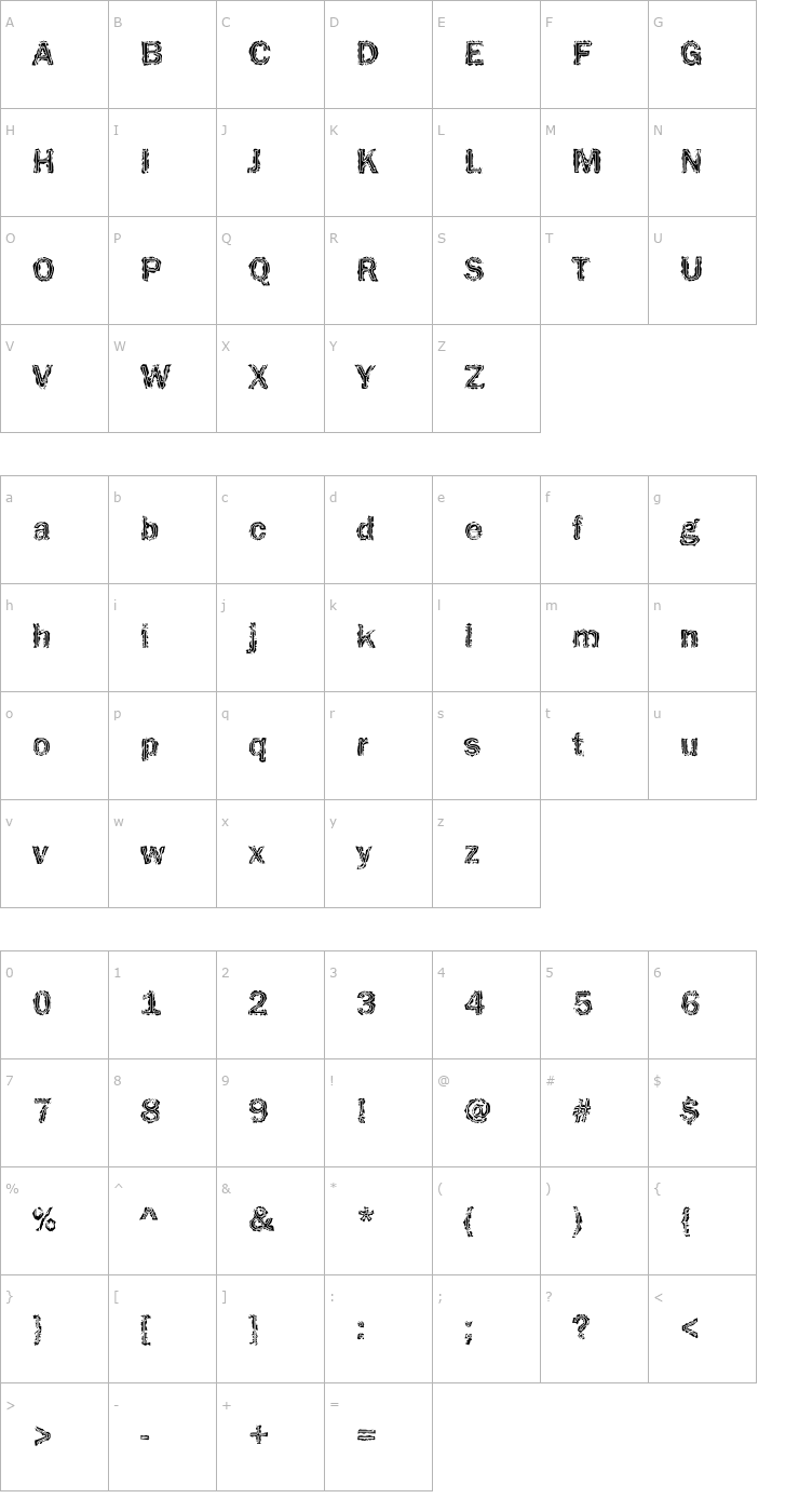 Character Map Funky32 Becker Font