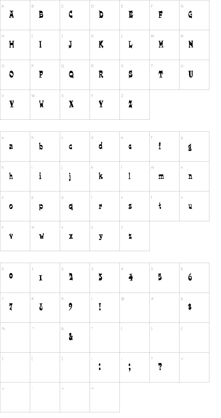 Character Map FunkyWestern Font