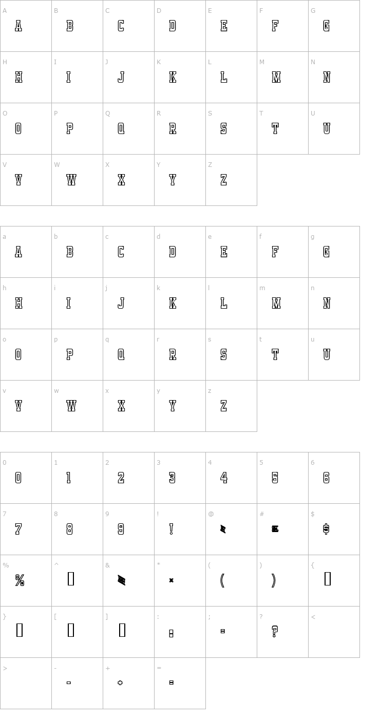 Character Map Funland Park Open JL Font