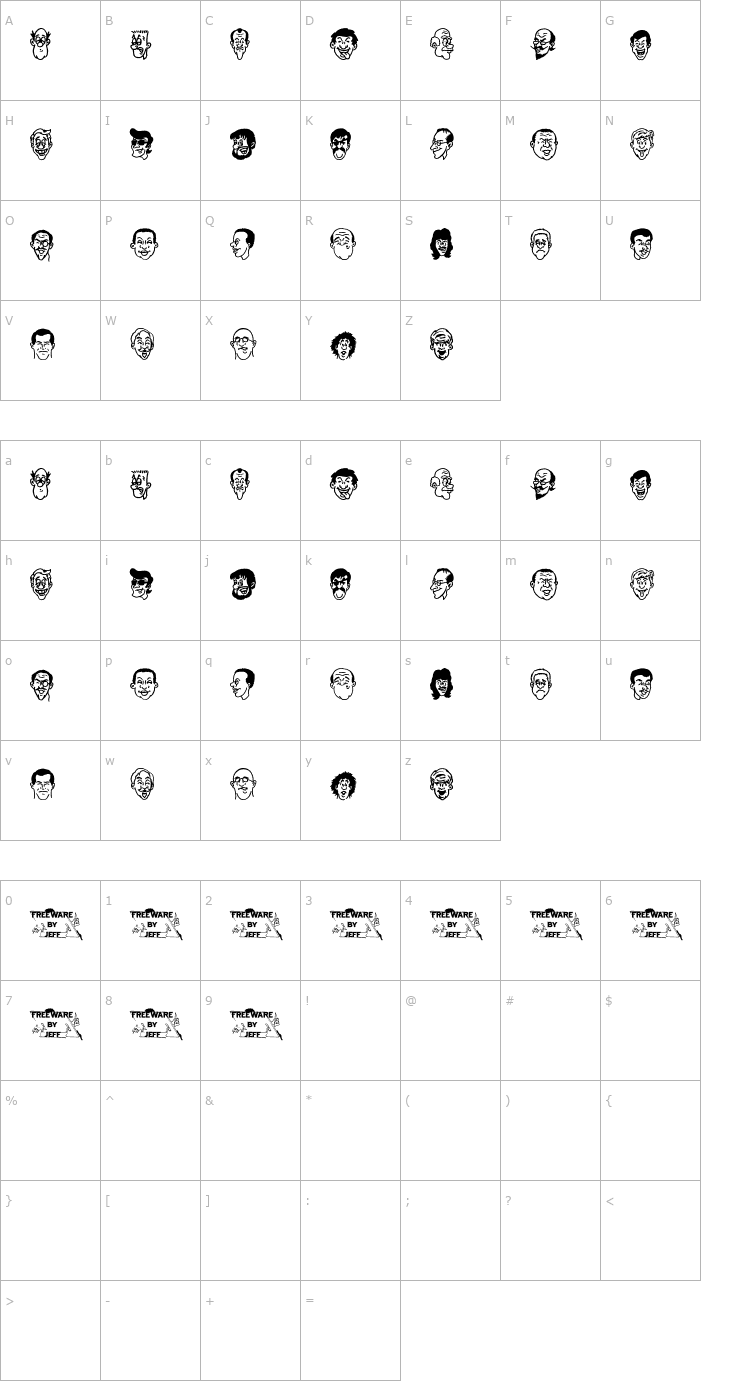 Character Map Funny Faces JL Font
