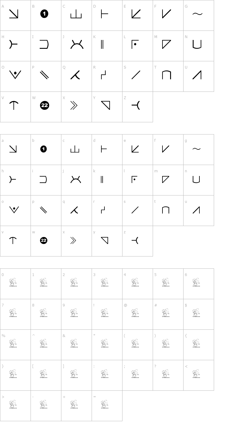 Character Map Futurama Alien Alphabet Two Font