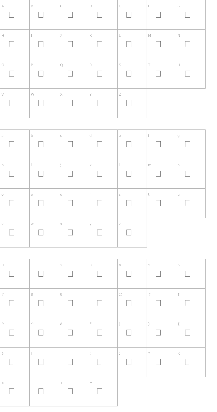 Character Map Futurama Fontalien Font