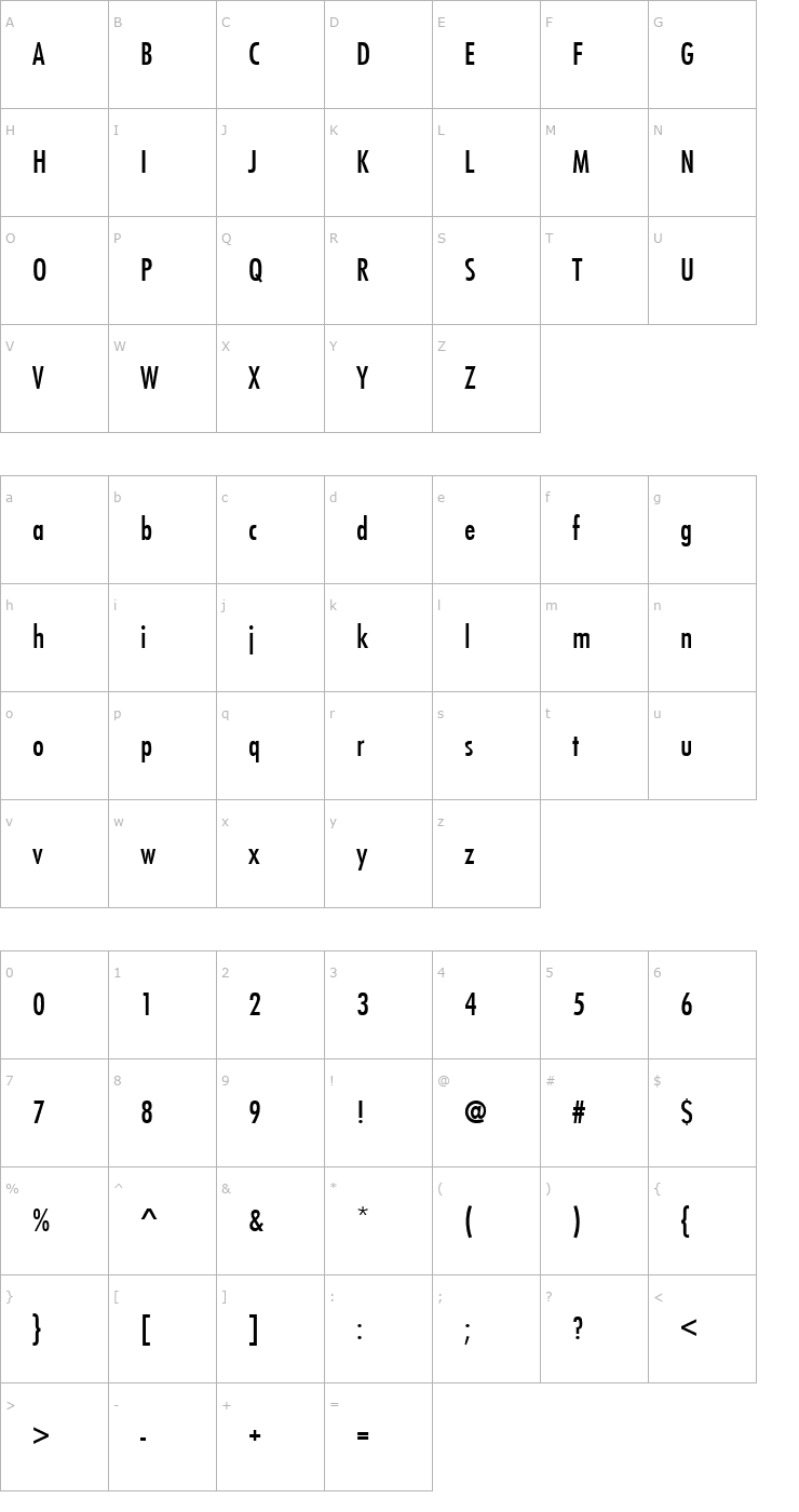 Character Map FuturaTEEMedCon Font