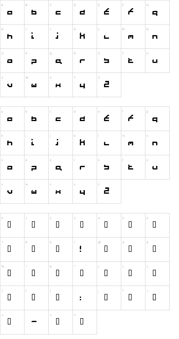 Character Map Future Flash Font