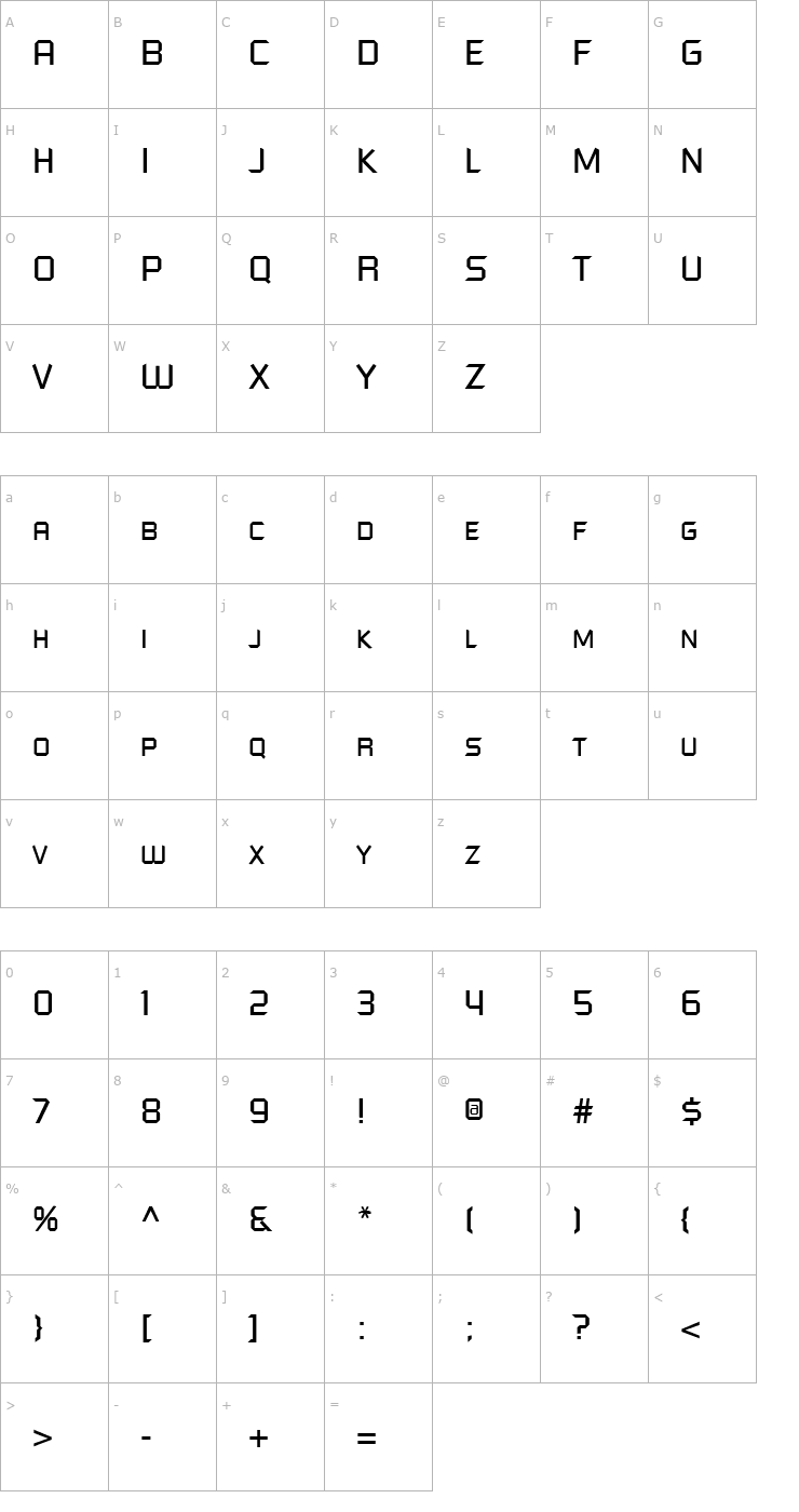 Character Map Futured Font