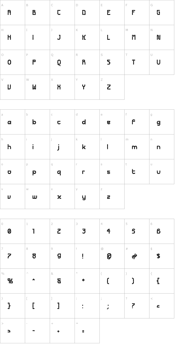 Character Map Futurex Apocalypse Font
